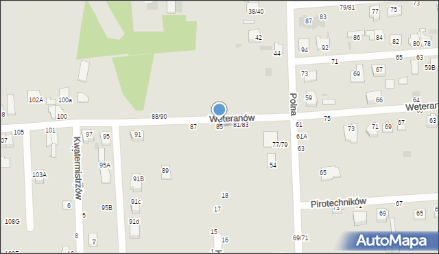 Częstochowa, Weteranów, 85, mapa Częstochowy