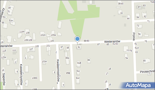 Częstochowa, Weteranów, 91/93, mapa Częstochowy