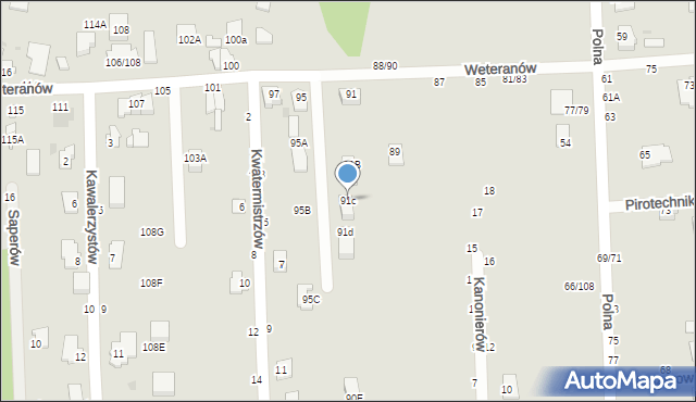 Częstochowa, Weteranów, 91c, mapa Częstochowy