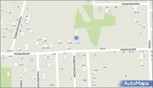 Częstochowa, Weteranów, 92/98, mapa Częstochowy