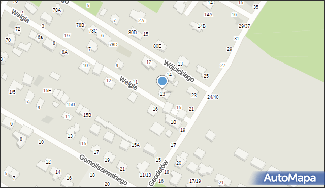 Częstochowa, Weigla Kaspra, prof., 13, mapa Częstochowy