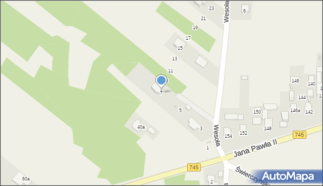 Dąbrowa, Wesoła, 7, mapa Dąbrowa