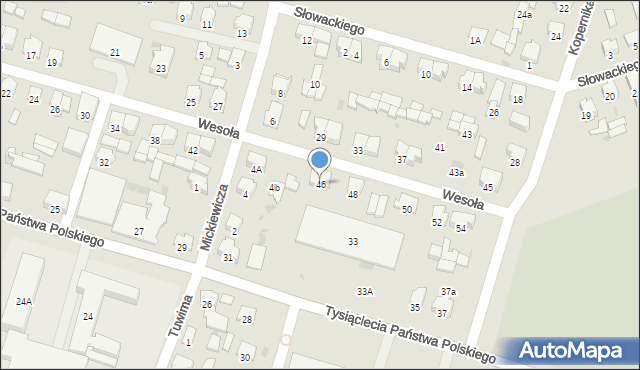 Dąbrowa Białostocka, Wesoła, 46, mapa Dąbrowa Białostocka