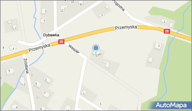Dybawka, Wesoła, 1, mapa Dybawka