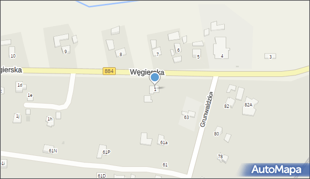 Dynów, Węgierska, 1, mapa Dynów