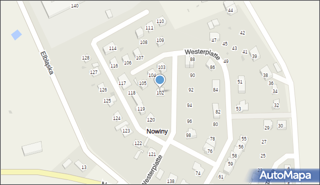 Dzierzgoń, Westerplatte, 102, mapa Dzierzgoń