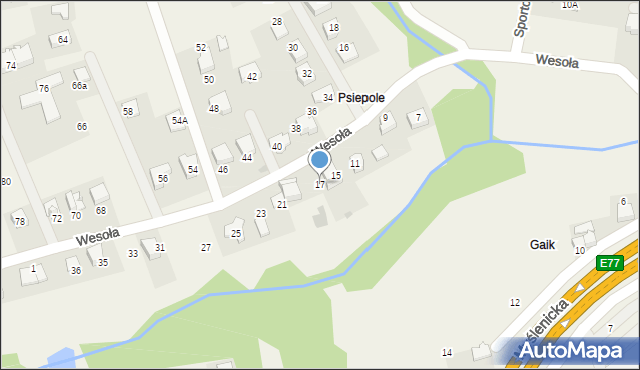 Gaj, Wesoła, 17, mapa Gaj
