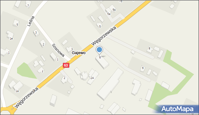Gajewo, Węgorzewska, 4, mapa Gajewo