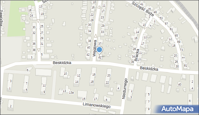 Gliwice, Węglowa, 41, mapa Gliwic