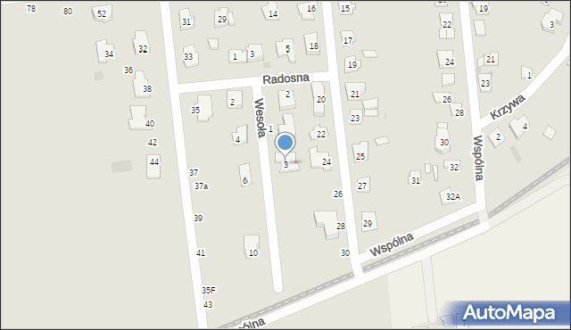 Grójec, Wesoła, 3, mapa Grójec