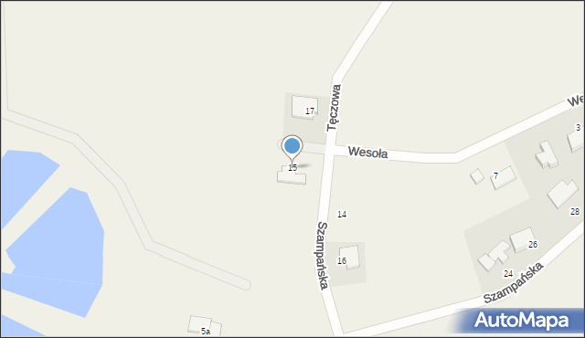 Grzybiany, Wesoła, 15, mapa Grzybiany