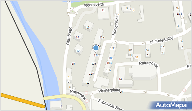 Gubin, Westerplatte, 12c, mapa Gubin