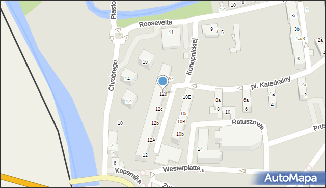 Gubin, Westerplatte, 12d, mapa Gubin