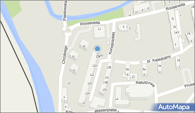 Gubin, Westerplatte, 12e, mapa Gubin