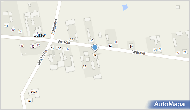 Guzew, Wesoła, 10, mapa Guzew
