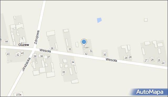 Guzew, Wesoła, 11, mapa Guzew