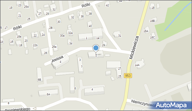 Kalwaria Zebrzydowska, Weissa Wojciecha, 2, mapa Kalwaria Zebrzydowska