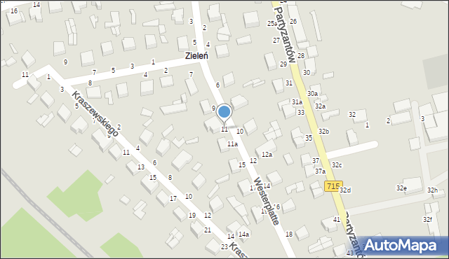 Koluszki, Westerplatte, 11, mapa Koluszki