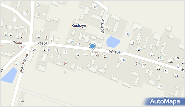 Kostrzyn, Wesoła, 18, mapa Kostrzyn