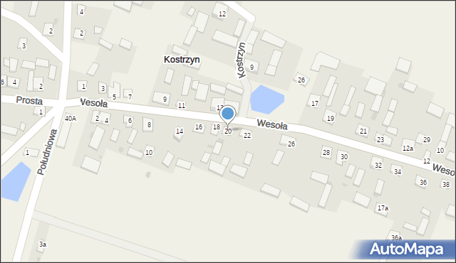 Kostrzyn, Wesoła, 20, mapa Kostrzyn