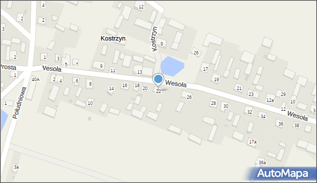 Kostrzyn, Wesoła, 22, mapa Kostrzyn