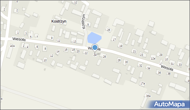 Kostrzyn, Wesoła, 24, mapa Kostrzyn