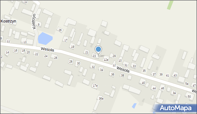 Kostrzyn, Wesoła, 25, mapa Kostrzyn