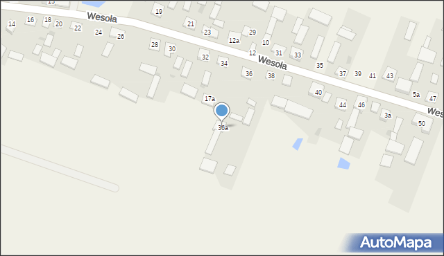 Kostrzyn, Wesoła, 36a, mapa Kostrzyn