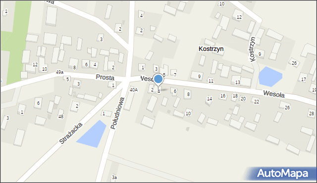 Kostrzyn, Wesoła, 4, mapa Kostrzyn