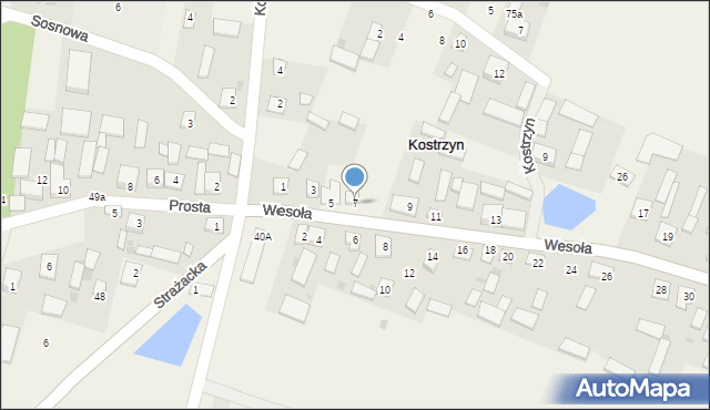 Kostrzyn, Wesoła, 7, mapa Kostrzyn