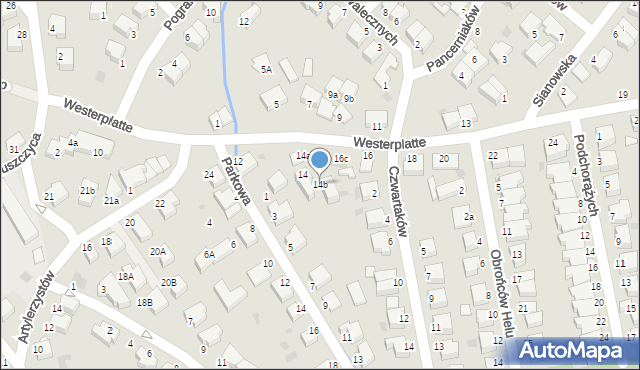 Koszalin, Westerplatte, 14b, mapa Koszalina