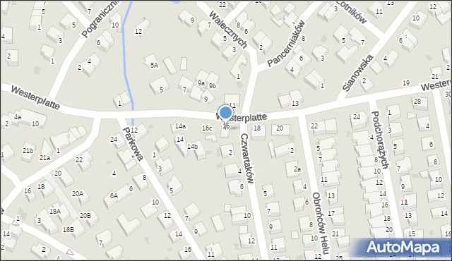 Koszalin, Westerplatte, 16a, mapa Koszalina