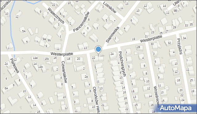 Koszalin, Westerplatte, 22a, mapa Koszalina