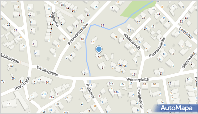 Koszalin, Westerplatte, 5A, mapa Koszalina