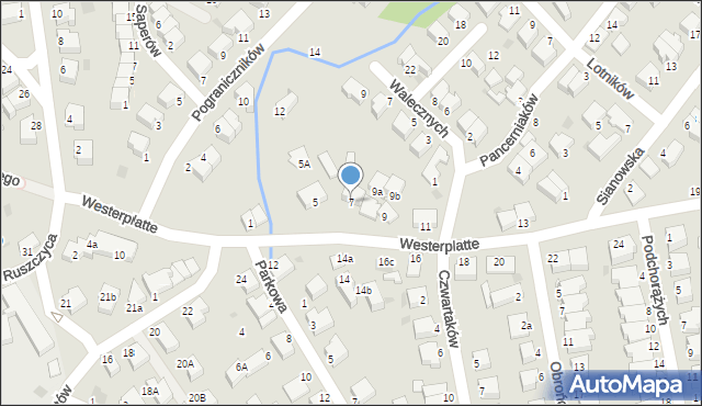 Koszalin, Westerplatte, 7, mapa Koszalina