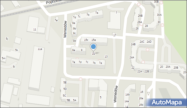 Koszalin, Wenedów, 11, mapa Koszalina