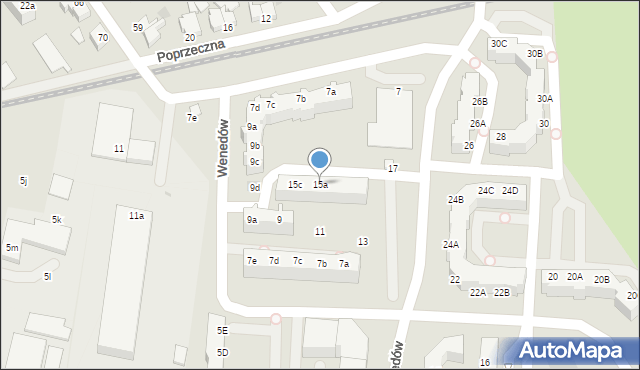 Koszalin, Wenedów, 15a, mapa Koszalina
