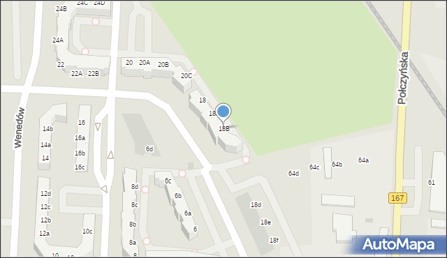 Koszalin, Wenedów, 18B, mapa Koszalina