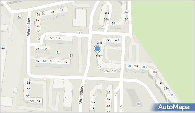 Koszalin, Wenedów, 24A, mapa Koszalina