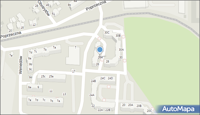 Koszalin, Wenedów, 26A, mapa Koszalina