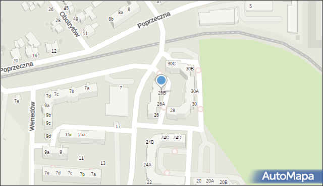Koszalin, Wenedów, 26B, mapa Koszalina