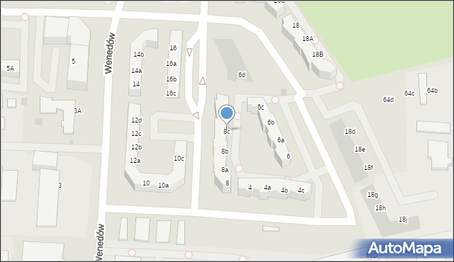 Koszalin, Wenedów, 8c, mapa Koszalina