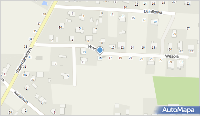 Kozłów Biskupi, Wesoła, 15, mapa Kozłów Biskupi