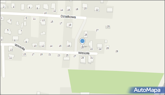 Kozłów Biskupi, Wesoła, 20, mapa Kozłów Biskupi