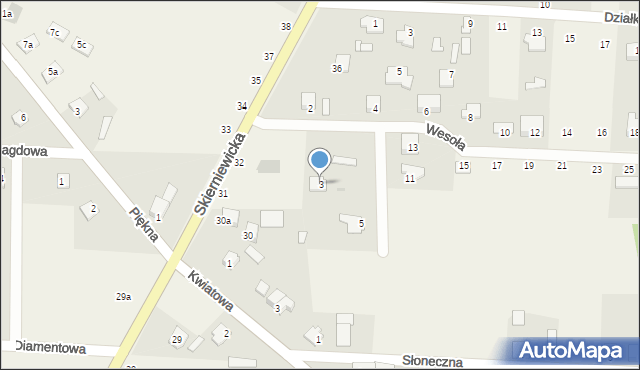 Kozłów Biskupi, Wesoła, 3, mapa Kozłów Biskupi