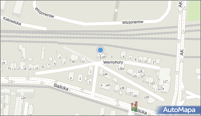 Kraków, Wernyhory, 1, mapa Krakowa