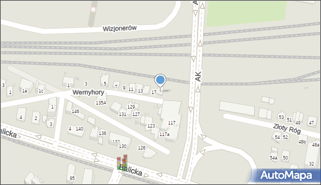 Kraków, Wernyhory, 19, mapa Krakowa