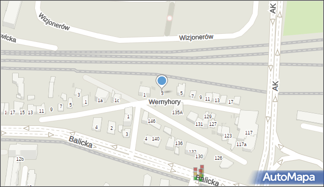 Kraków, Wernyhory, 3, mapa Krakowa