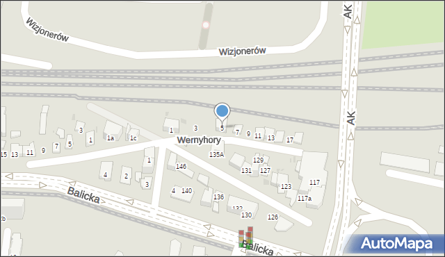 Kraków, Wernyhory, 5, mapa Krakowa