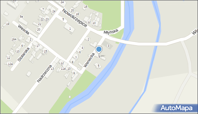 Krzepice, Wenecka, 3, mapa Krzepice